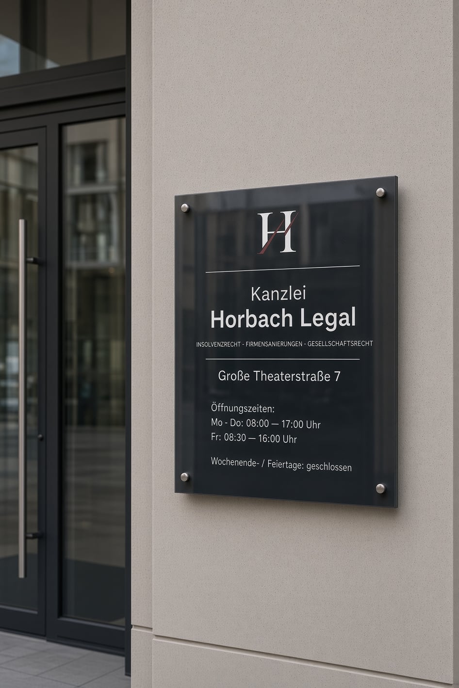 Kanzleischild Horbach Legal am Eingang Große Theaterstraße 7, Hamburg